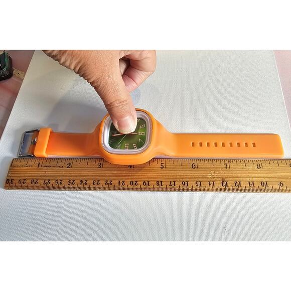 Crow Lush Quartz Watch Green Dial Orange Silicone Band 44mm Case New Battery - Picture 13 of 16